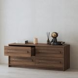  HAPPY FURNITURE , Tủ lưu trữ 4 ngăn kéo - RUBEL, THK_258, 140cm x 45cm x 55cm DxRxC 