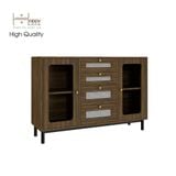  HAPPY FURNITURE , Tủ đựng đồ cửa kính 2 cánh mở chân sắt - ROTAN , THK_125 , 120cm x 34cm x 80cm 