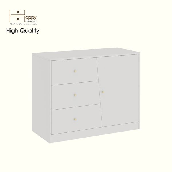  HAPPY FURNITURE , Tủ lưu trữ 3 ngăn kéo 1 cửa mở - DALEY ,TLT_075 , 100cm x 45cm x 78cm DxRxC 