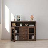 HAPPY FURNITURE , Tủ lưu trữ 2 cửa kính 3 ngăn kéo - NOAH , TLT_065 , 130cm x 45cm x 100cm DxRxC 