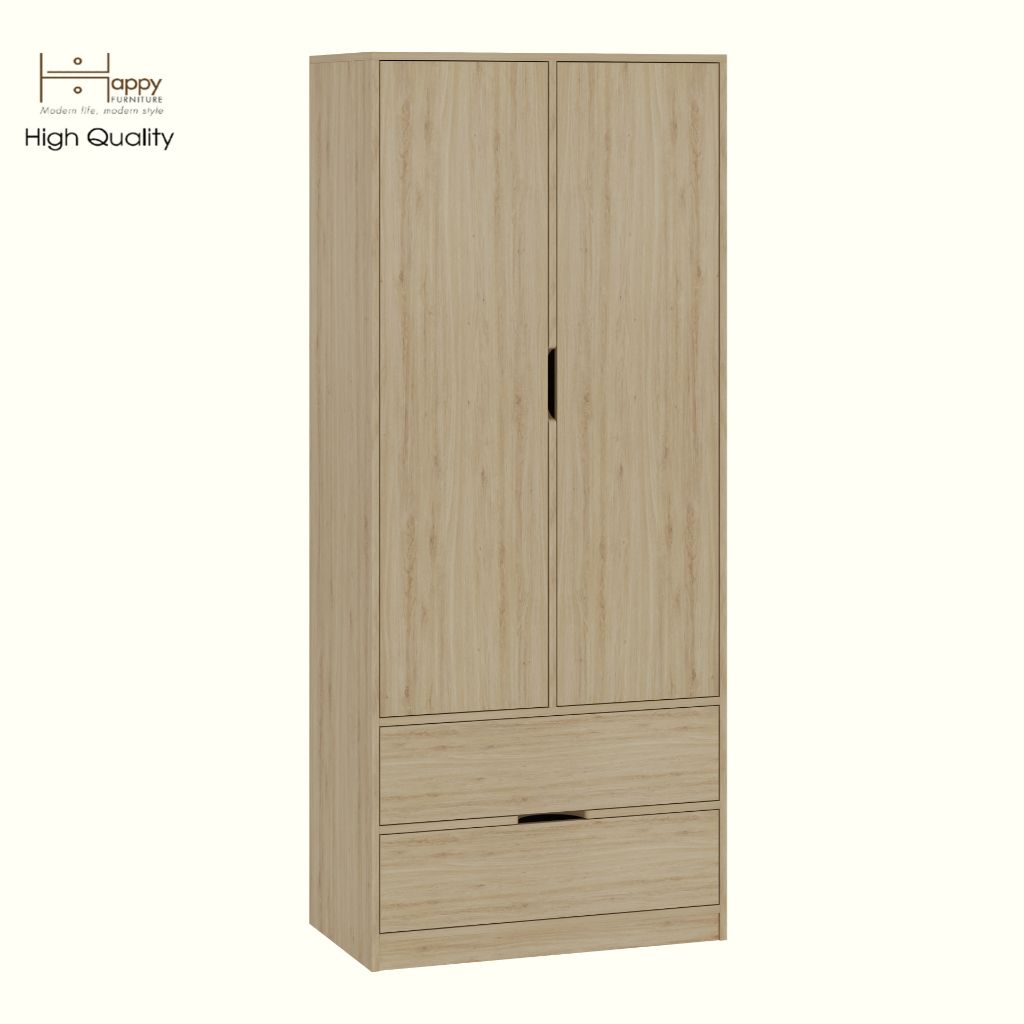  HAPPY FURNITURE ,Tủ lưu trữ 2 cửa mở 2 ngăn kéo - LAYLA , TCM_272 , 80cm x 45cm x 190cm DxRxC 