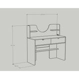  HAPPY FURNITURE , Bàn trang điểm 2 ngăn kéo kèm gương - CIRCLE , BAN_047 , 110cm x 45cm x 111cm 