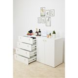  HAPPY FURNITURE , Tủ đựng đồ 4 ngăn kéo 2 cửa mở - WESLEY ,  THK_046 ,  140cm x 45cm x 80cm 