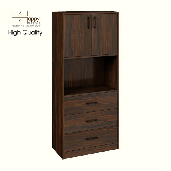  HAPPY FURNITURE , HEINEE - Kệ lưu trữ 2 cửa mở 3 ngăn kéo, TLT_038 , 70cm x 35cm x 160cm DxRxC, sản phẩm phổ thô 