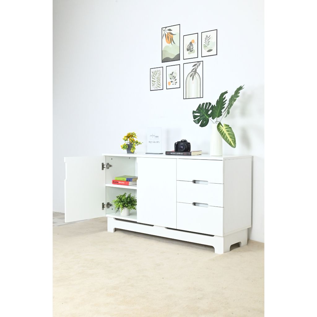  HAPPY FURNITURE , Tủ lưu trữ 2 cánh mở 3 ngăn kéo - MOLLY , TCM_101 , 120cm x 40cm x 68cm 
