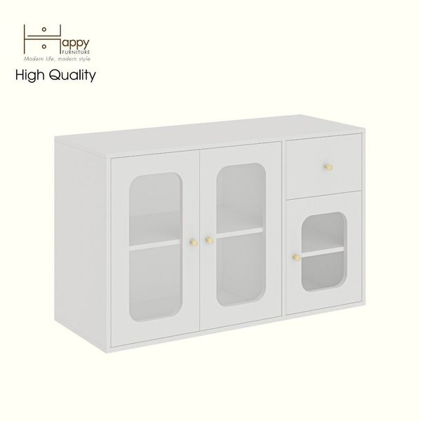  HAPPY FURNITURE , Tủ lưu trữ 1 ngăn kéo 3 cửa kính - NOAH , TLT_067 , 114cm x 45cm x 70cm DxRxC 