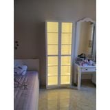  HAPPY FURNITURE , kệ sách 6 tầng cửa kính tích hợp đèn led - CATY , KSA_010_LED , 80cm x 30cm x 202cm 