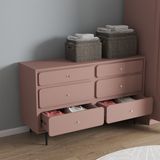  HAPPY FURNITURE , Tủ đựng đồ 6 ngăn kéo chân sắt - SWEETY , THK_081 , 140cm x 45cm x 82cm 