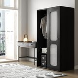  HAPPY FURNITURE , Tủ quần áo cửa lùa - MEYDAN , TCL_008 , 100cm x 58cm x 176cm 