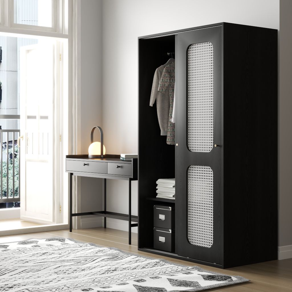  HAPPY FURNITURE , Tủ quần áo cửa lùa - MEYDAN , TCL_008 , 100cm x 58cm x 176cm 