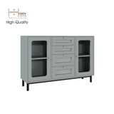  HAPPY FURNITURE , Tủ đựng đồ cửa kính 2 cánh mở chân sắt - ROTAN , THK_125 , 120cm x 34cm x 80cm 