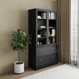  HAPPY FURNITURE , Kệ sách cửa kính 2 ngăn kéo - CALYN , KSA_107 , 90cm x 39cm x 176cm DxRxC 