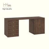  HAPPY FURNITURE , Bàn làm việc 4 ngăn kéo 2 cửa mở - DALEY , BAN_156 , 180cm x 59cm x 75cm DxRxC 