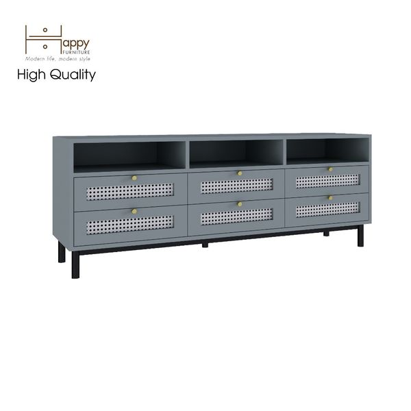  HAPPY FURNITURE , Kệ TV 6 ngăn kéo chân sắt - ROTAN , KTV_034 , 150cm x 40cm x 57cm 