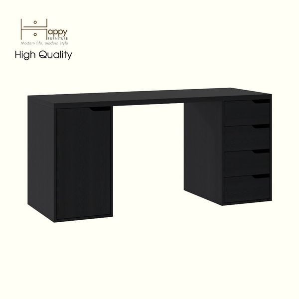  HAPPY FURNITURE , Bàn làm việc 4 ngăn kéo 1 cửa mở - ASO, BAN_150 , 160cm x 59cm x 75cm DxRxC 