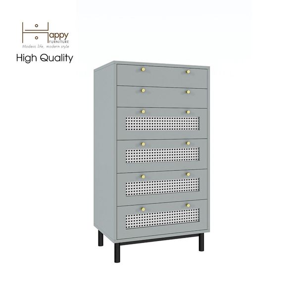  HAPPY FURNITURE , Tủ đựng đồ 6 ngăn kéo chân sắt - ROTAN , THK_128 , 60cm x 45cm x 112cm 