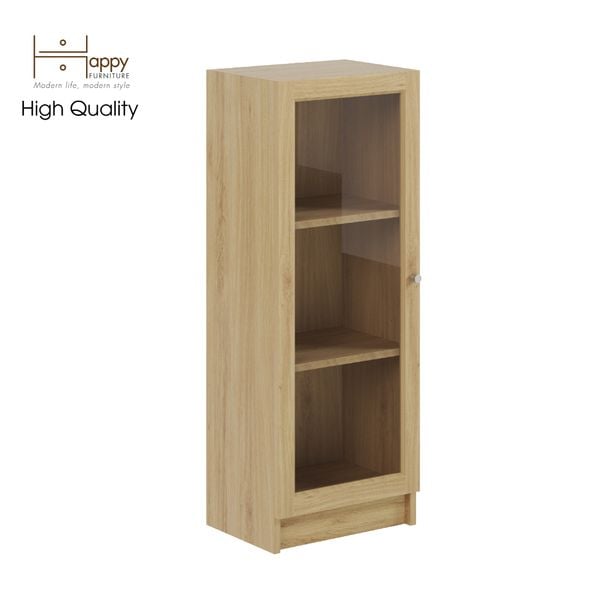  HAPPY FURNITURE , kệ sách 3 tầng cửa kính size nhỏ - CATY , KSA_013 , 40cm x 30cm x 106cm 