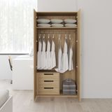  HAPPY FURNITURE , Tủ quần áo 2 cửa mở - BANA , TCM_128 , 90cm x 56cm x 176cm 