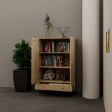  HAPPY FURNITURE , Kệ sách 3 tầng 2 cửa mở chân sắt - CATY , KSA_057, 80cm x 39cm x 120cm 