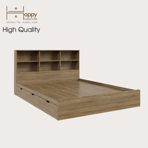  HAPPY FURNITURE , Giường ngủ 3 ngăn kéo - BONY , GNG_021 GNG_022 GNG_023 GNG_024 , 221cm x 28cm, dài x cao 