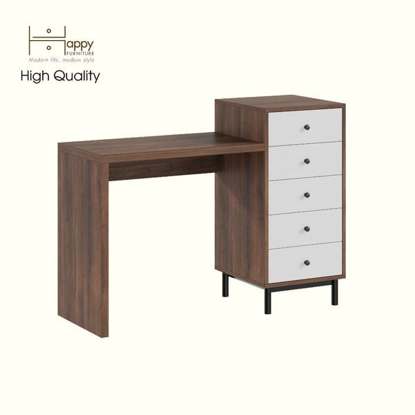  HAPPY FURNITURE , Bàn trang điểm 5 ngăn kéo - LIVIK, BAN_143 , 120cm x 45cm x 78cm DxRxC 