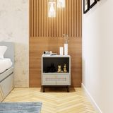  HAPPY FURNITURE , Tủ đựng đồ 1 ngăn kéo chân sắt - ROTAN , THK_127 , 46cm x 40cm x 58cm 