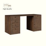  HAPPY FURNITURE , MATTA - Bàn làm việc 5 ngăn kéo 1 cửa mở , BAN_124 , 160cm x 59cm x 75cm DxRxC 