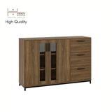  HAPPY FURNITURE , Tủ lưu trữ 3 ngăn kéo 2 cửa mở chân sắt - LOUIS , THK_058 , 126cm x 36cm x 84cm 