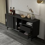  HAPPY FURNITURE , Tủ lưu trữ 2 ngăn cánh lùa chân sắt - LUCA , TCL_023 , 150x36x70cm 