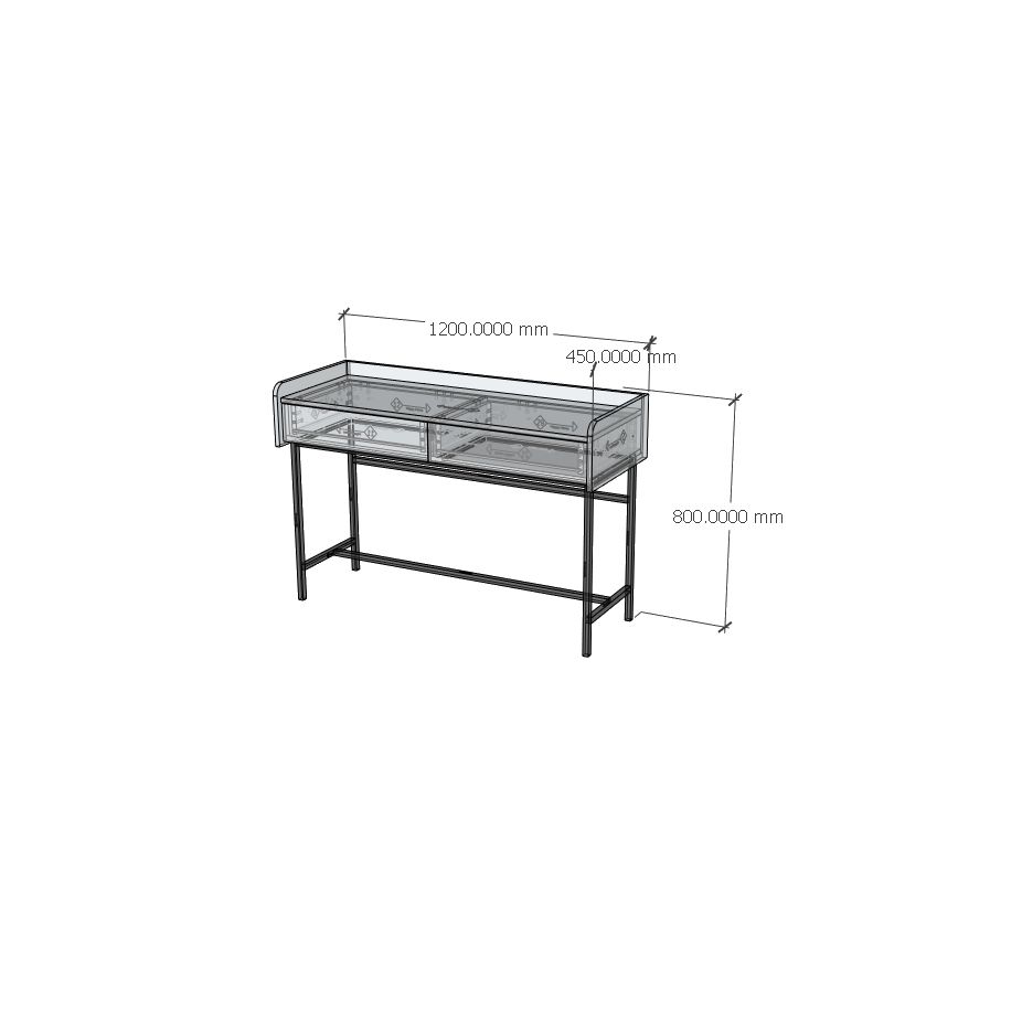  HAPPY FURNITURE , Bàn trang điểm 2 ngăn kéo chân sắt - LAVIA , BAN_086 , 120cm x 45cm x 80cm 