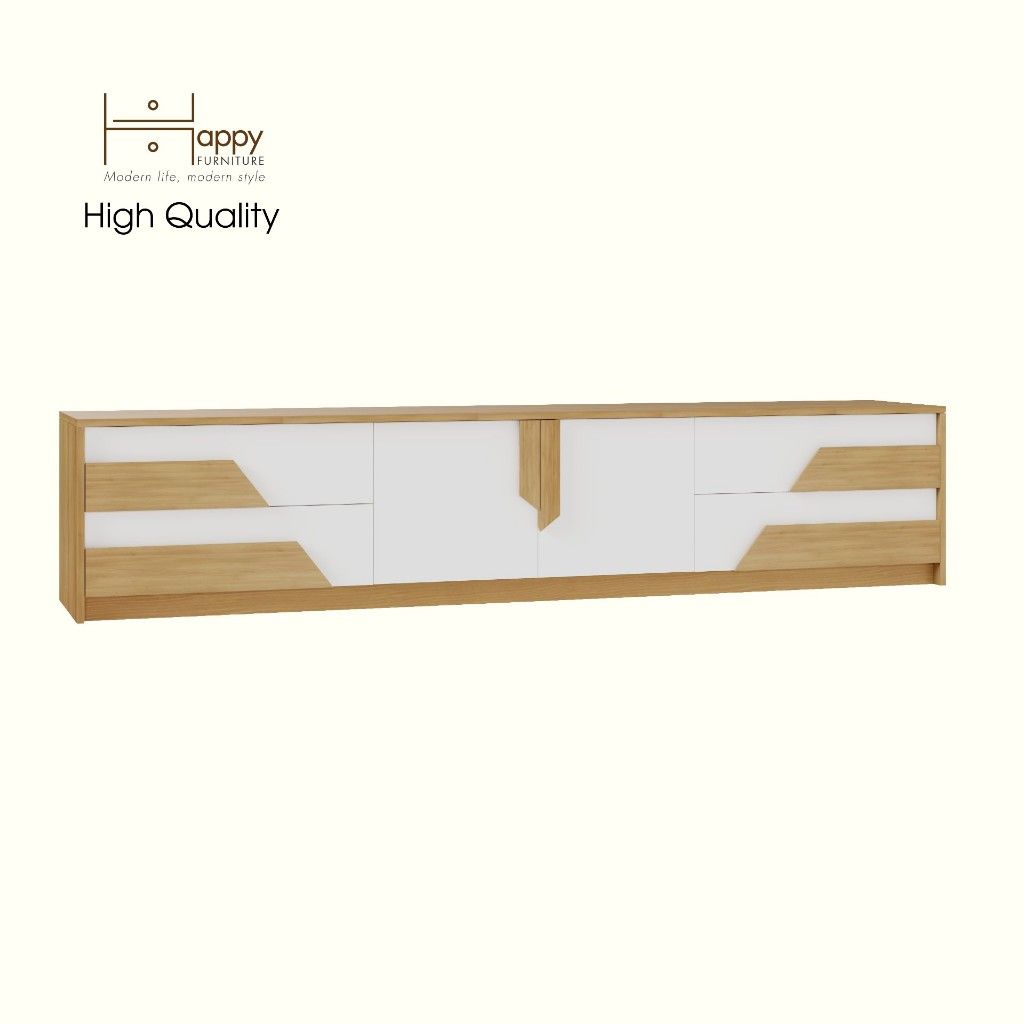  HAPPY FURNITURE , Kệ TV 4 ngăn kéo - PONIX , KTV_028 , 220cm x 40cm x 46cm 