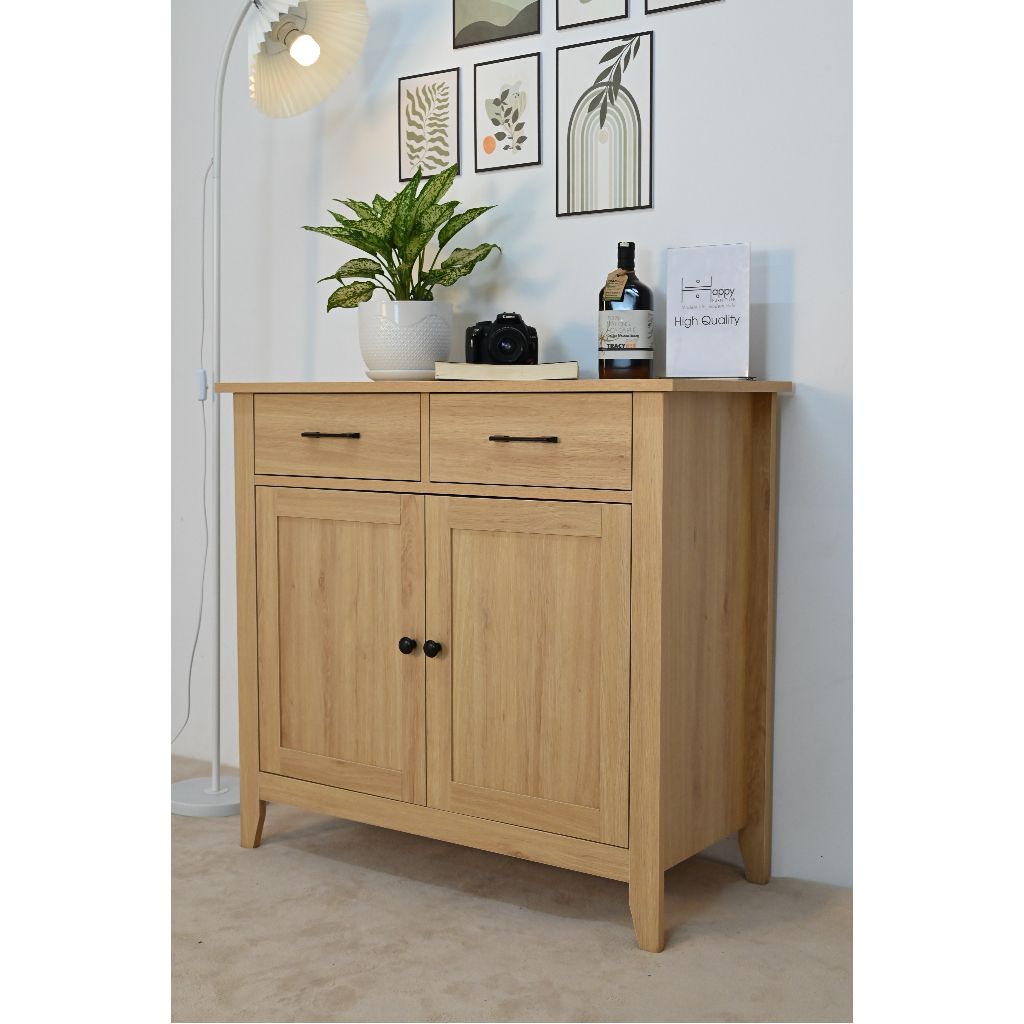  HAPPY FURNITURE , Tủ đựng đồ 2 ngăn kéo 2 cửa mở - CANA , THK_001 , 91cm x 40cm x 84cm 