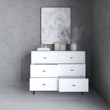  HAPPY FURNITURE , Tủ đựng đồ 6 ngăn kéo chân sắt - BECKY , THK_034 , 120cm x 50cm x 100cm 