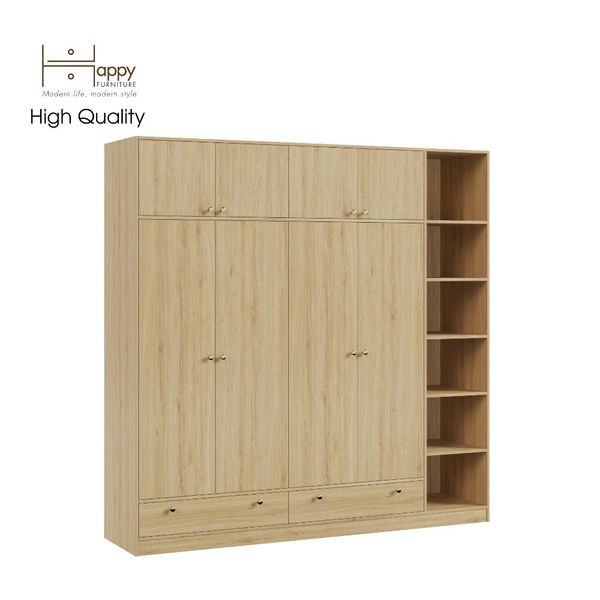  HAPPY FURNITURE , Tủ quần áo 4 cửa mở 2m2x2m2 - ELEGANT , TCM_045 , 220cm x 54cm x 220cm 