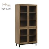  HAPPY FURNITURE , Kệ sách 5 tầng cửa kính chân sắt - CATY , KSA_020 , 90cm x 39cm x 180cm 