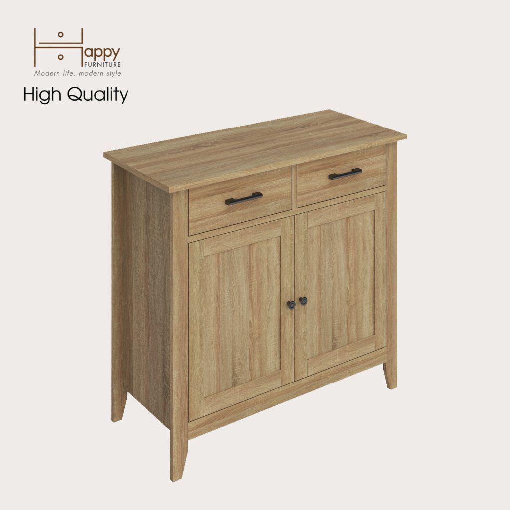  HAPPY FURNITURE , Tủ đựng đồ 2 ngăn kéo 2 cửa mở - CANA , THK_001 , 91cm x 40cm x 84cm 