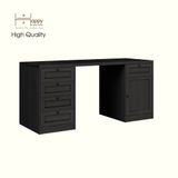  HAPPY FURNITURE , MATTA - Bàn làm việc 5 ngăn kéo 1 cửa mở , BAN_124 , 160cm x 59cm x 75cm DxRxC 