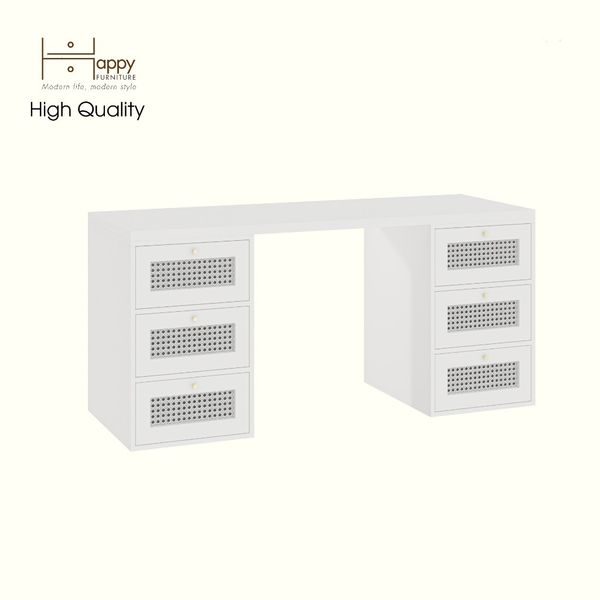  HAPPY FURNITURE , Bàn làm việc 6 ngăn kéo - MAY , BAN_151 , 160cm x 59cm x 75cm DxRxC 