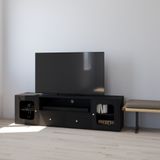  HAPPY FURNITURE , Kệ TV 2 cửa kính 2 ngăn kéo - NOAH , KTV_110 , 180cm x 45cm x 50cm DxRxC 