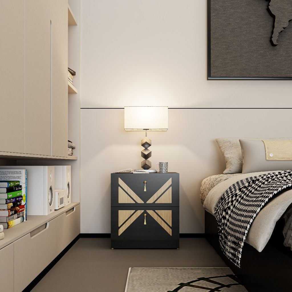  HAPPY FURNITURE , Táp đầu giường 2 ngăn kéo - CHARIS , THK_116 , 42cm x 45cm x 46cm 