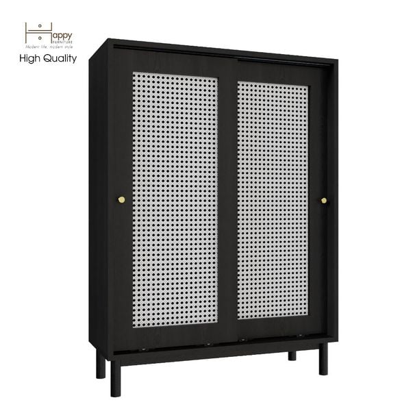  HAPPY FURNITURE , Tủ đựng đồ 2 cánh lùa chân sắt - ROTAN , TCL_030 , 80cm x 34cm x 110cm 