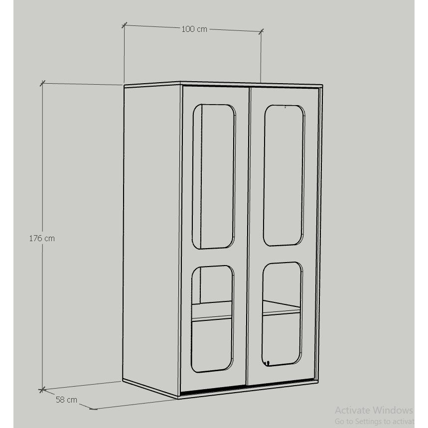  HAPPY FURNITURE , Tủ quần áo cửa lùa - MEYDAN , TCL_008 , 100cm x 58cm x 176cm 