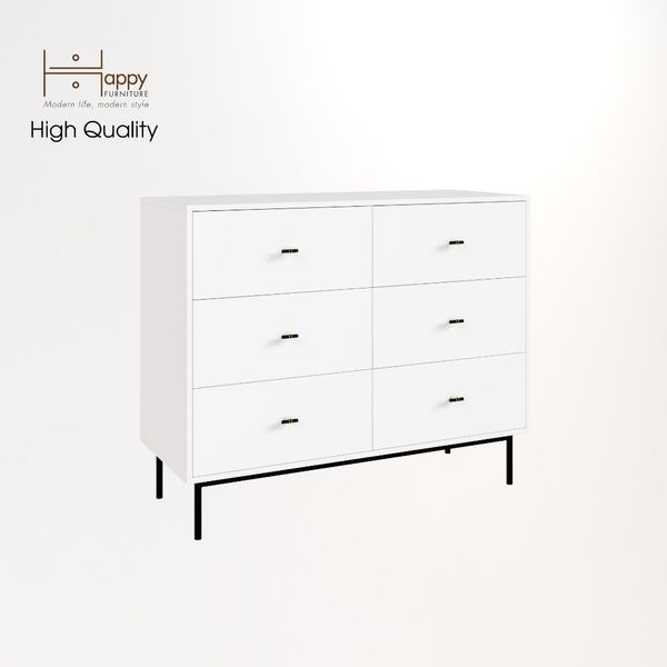  HAPPY FURNITURE , Tủ đựng đồ 6 ngăn kéo chân sắt - BECKY , THK_034 , 120cm x 50cm x 100cm 