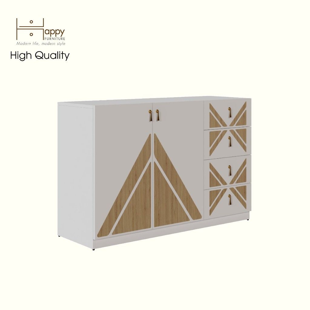  HAPPY FURNITURE , Tủ lưu trữ 2 cửa mở 4 ngăn kéo - CHARIS , TCM_120 , 120cm x 40cm x 78cm 