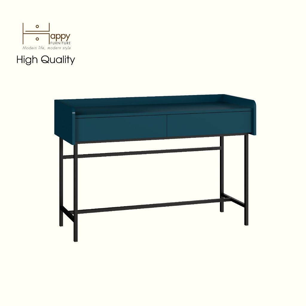  HAPPY FURNITURE , Bàn trang điểm 2 ngăn kéo chân sắt - LAVIA , BAN_086 , 120cm x 45cm x 80cm 