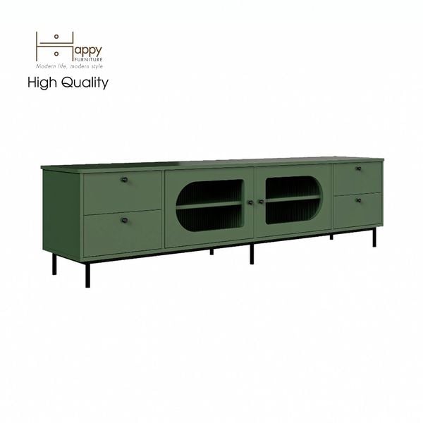  HAPPY FURNITURE , Kệ TV 2 cánh mở 4 ngăn kéo chân sắt - SISEEL , KTV_052 , 200cm x 40cm x 52cm 