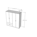  HAPPY FURNITURE , Tủ quần áo 4 cánh mở 2 ngăn kéo - MOLLY , TCM_109 , 160cm x 54cm x 176cm 