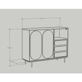  HAPPY FURNITURE , Tủ đựng đồ 2 cửa mở 3 ngăn kéo chân sắt -  SWEETY , TCM_063 , 128cm x 40cm x 100cm 