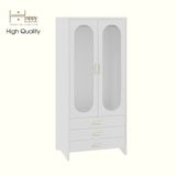 HAPPY FURNITURE , Tủ lưu trữ 2 cửa kính 3 ngăn kéo - CHEVY, TLT_050 , 80cm x 59cm x 180cm DxRxC 