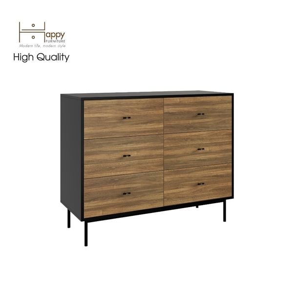  HAPPY FURNITURE , Tủ đựng đồ 6 ngăn kéo chân sắt - BECKY , THK_034 , 120cm x 50cm x 100cm 